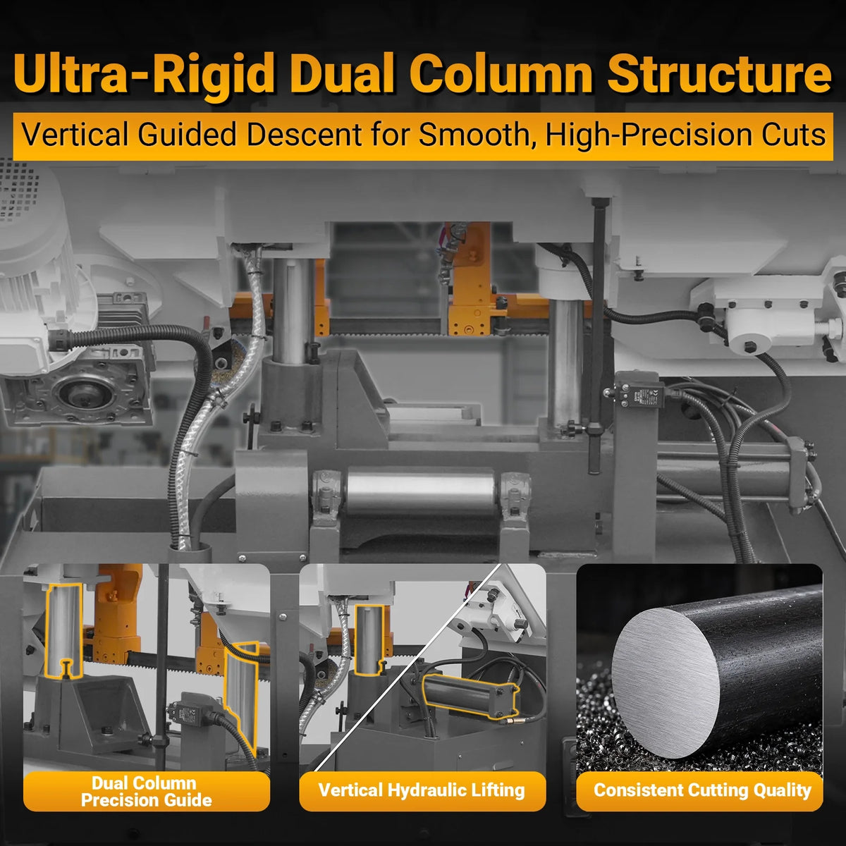8 in Double Column Horizontal Metal Cutting Band Saw, 7-7/8 x 7-7/8 in Capacity, Hydraulic Feed, Coolant Syste - view 5