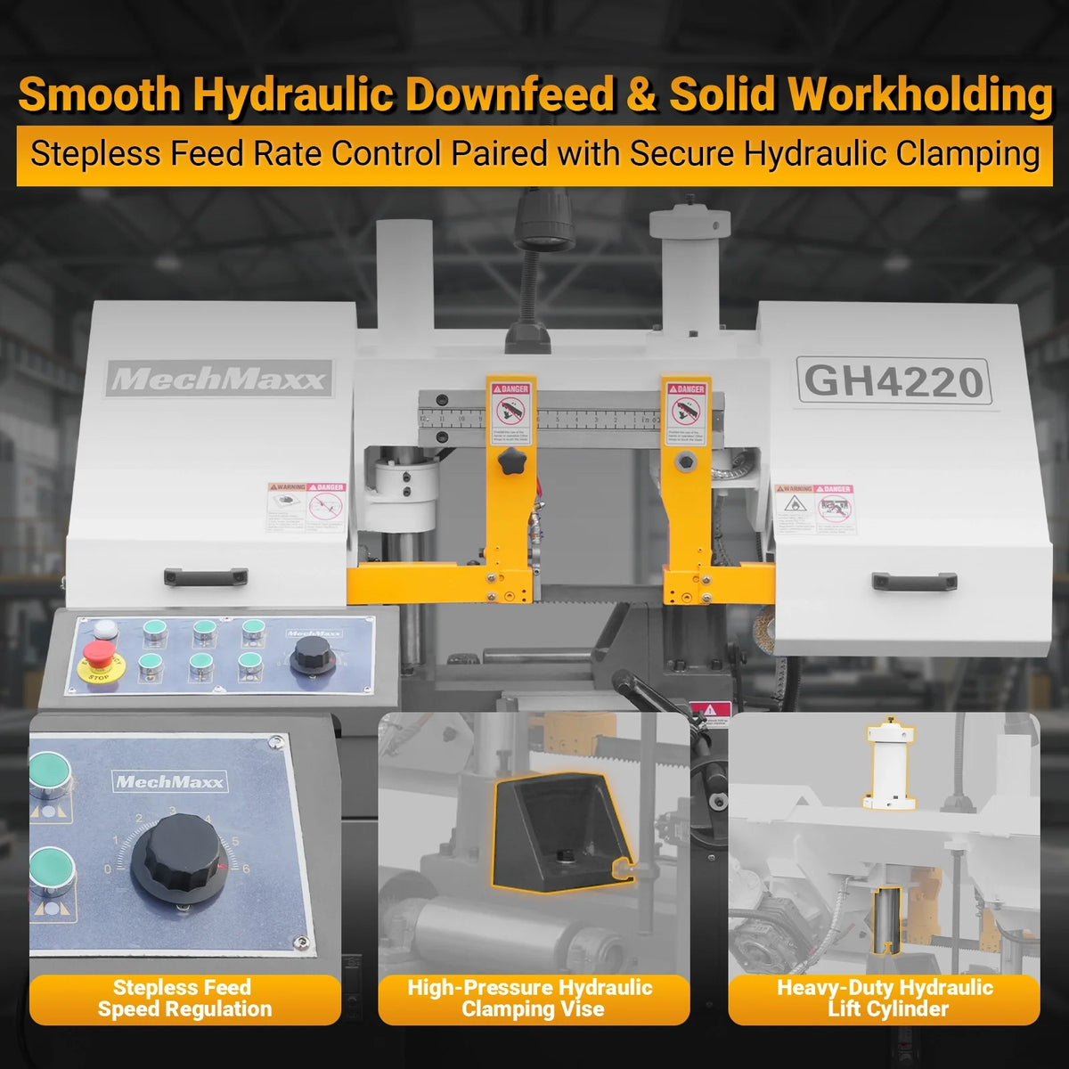 8 in Double Column Horizontal Metal Cutting Band Saw, 7-7/8 x 7-7/8 in Capacity, Hydraulic Feed, Coolant Syste - view 8