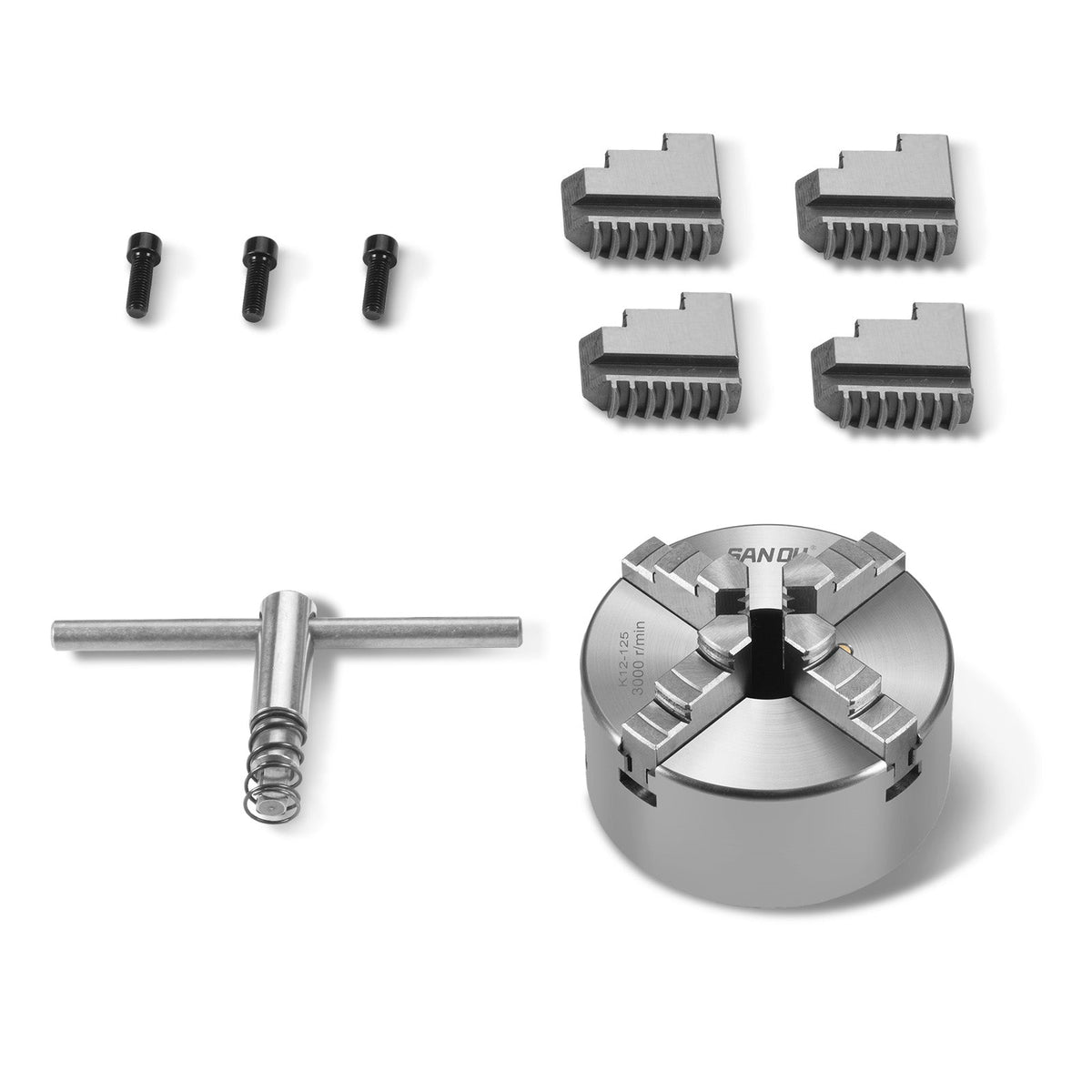 5 in 4-Jaw Lathe Chuck K12-125mm for Metal Lathe (SKU: 500005, 500006, 500014, 500015) - view 2