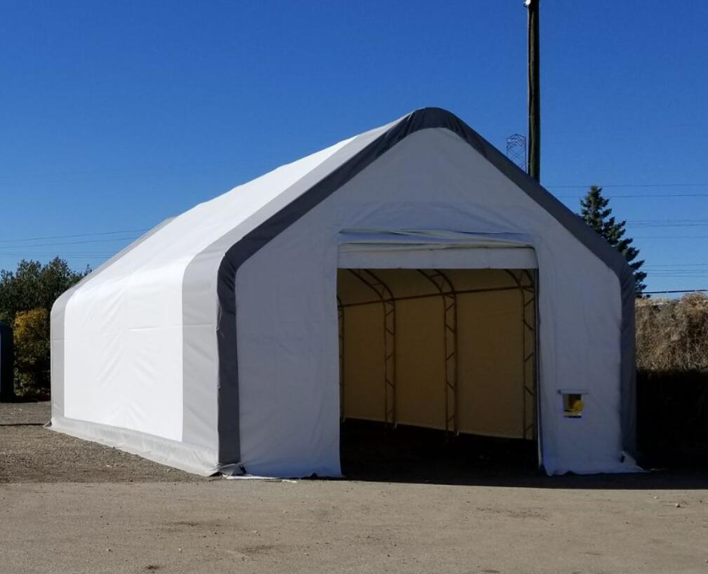 CAEL Peak Double-Truss PVC Storage Shelter – 60 x 150 ft, 25 ft Peak