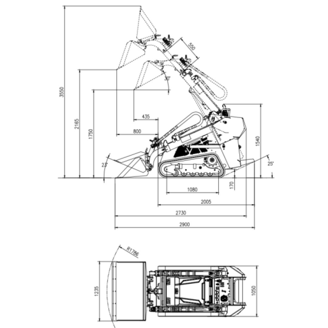 Mini chargeuse compacte CAEL 680S – diesel Kubota D1105, 650 kg