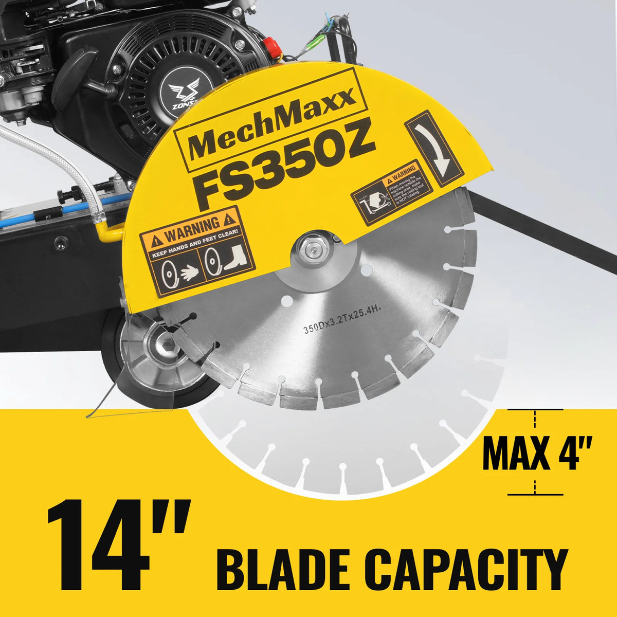 5.8 HP Walk-Behind Concrete Floor Saw, 14 in Blade, 4 in Cutting Depth, FS350Z - view 3