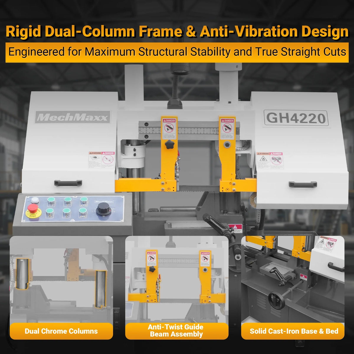 8 in Double Column Horizontal Metal Cutting Band Saw, 7-7/8 x 7-7/8 in Capacity, Hydraulic Feed, Coolant Syste - view 6