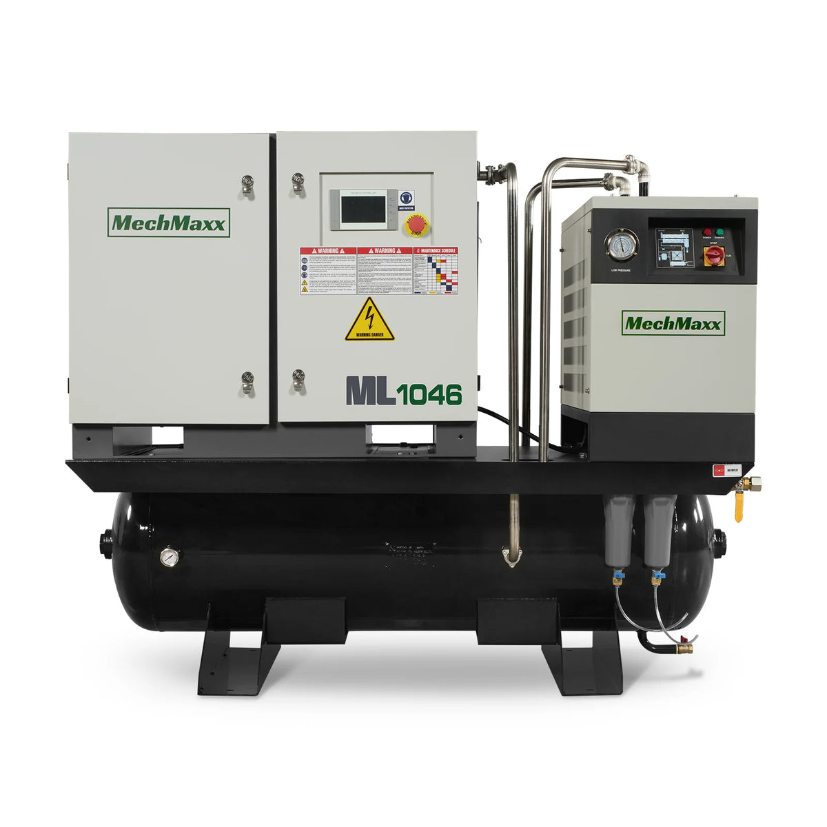 10HP Combined Rotary Screw Air Compressor with Dryer & 66-Gal ASME Tank | 32 CFM, 116 PSI, 460V 3-Phase - Indu - view 3
