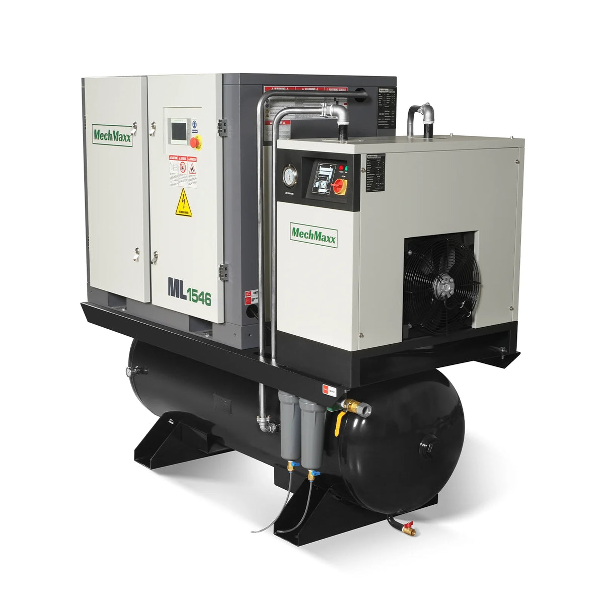 15HP Combined Rotary Screw Air Compressor with Dryer & 105-Gal ASME Tank | 45 CFM, 116 PSI, 460V 3-Phase - Ind - view 4