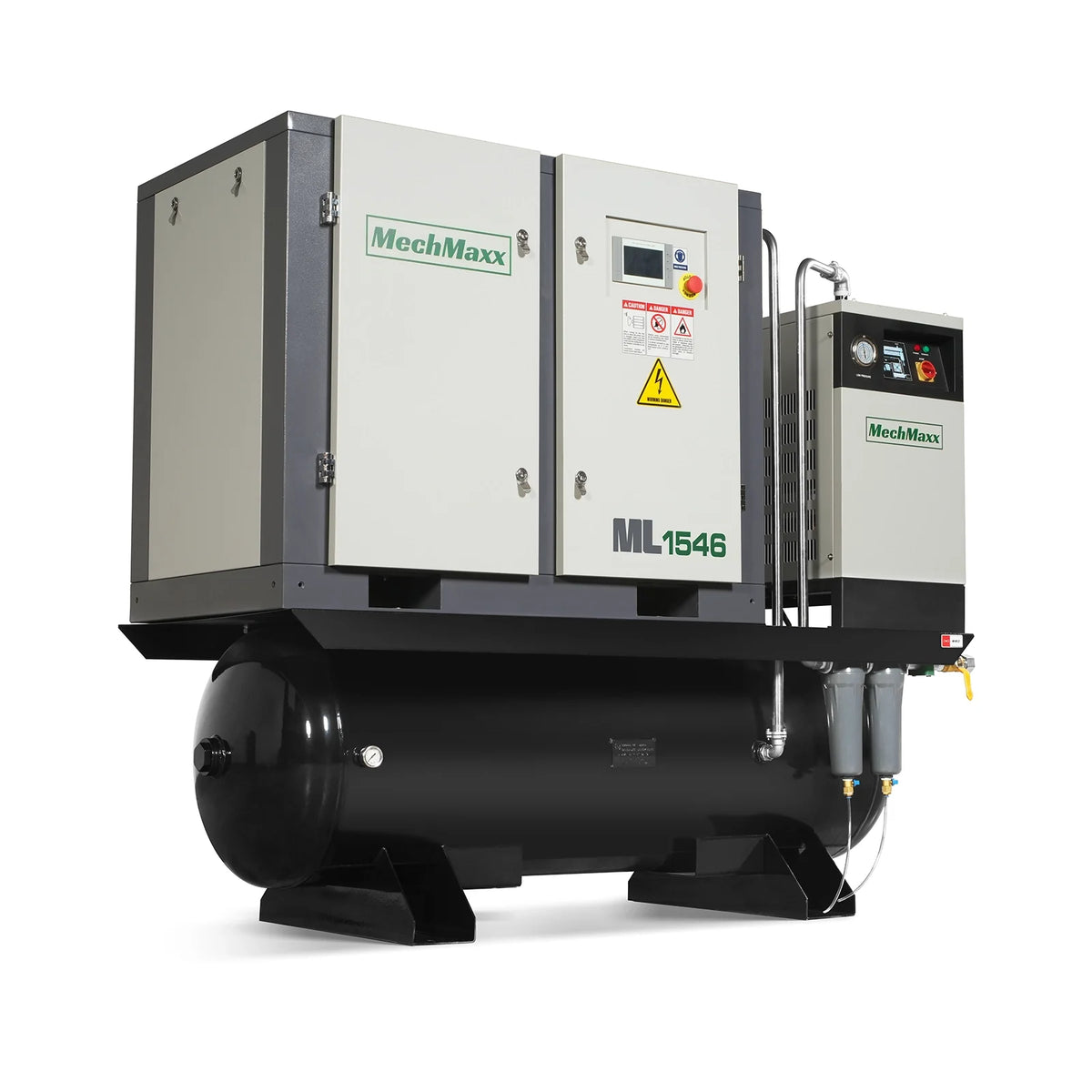 15HP Combined Rotary Screw Air Compressor with Dryer & 105-Gal ASME Tank | 45 CFM, 116 PSI, 460V 3-Phase - Ind - view 17