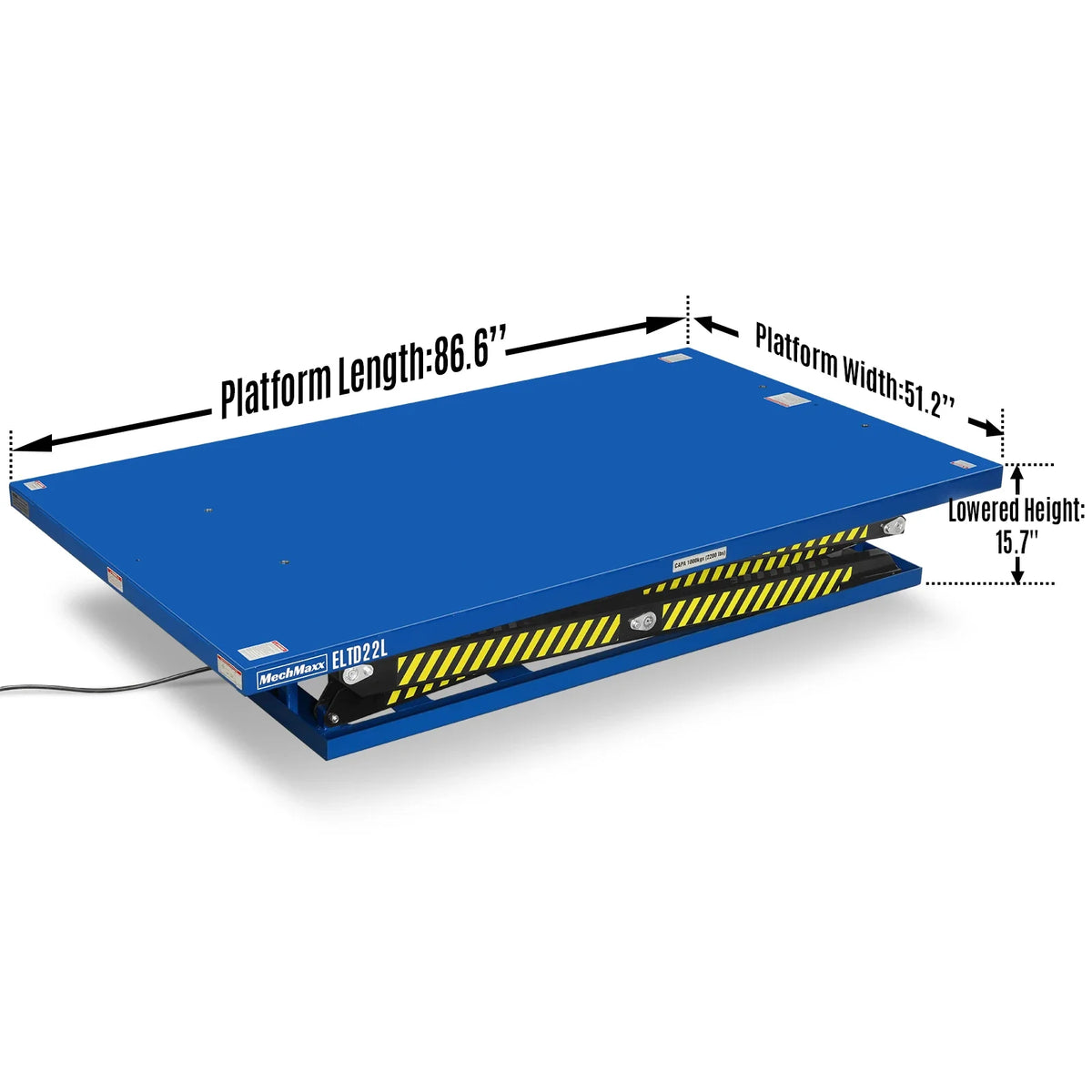 Wireless Remote Control Double Scissor Electric Hydraulic Lift Table, 2200lb Capacity, 86.6" x 51.2" Large Pla - view 3