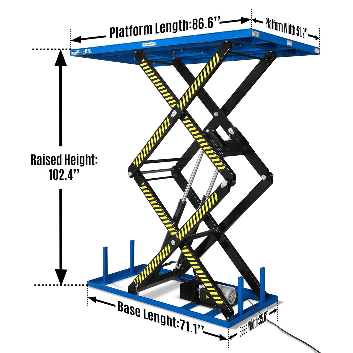 Wireless Remote Control Double Scissor Electric Hydraulic Lift Table, 2200lb Capacity, 86.6" x 51.2" Large Pla - view 2