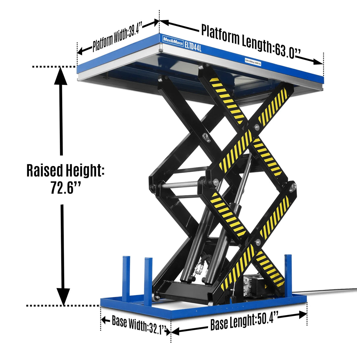 Wireless Remote Control Double Scissor Electric Hydraulic Lift Table, 4400lb Capacity, 63" x 39.4" Large Platf - view 2