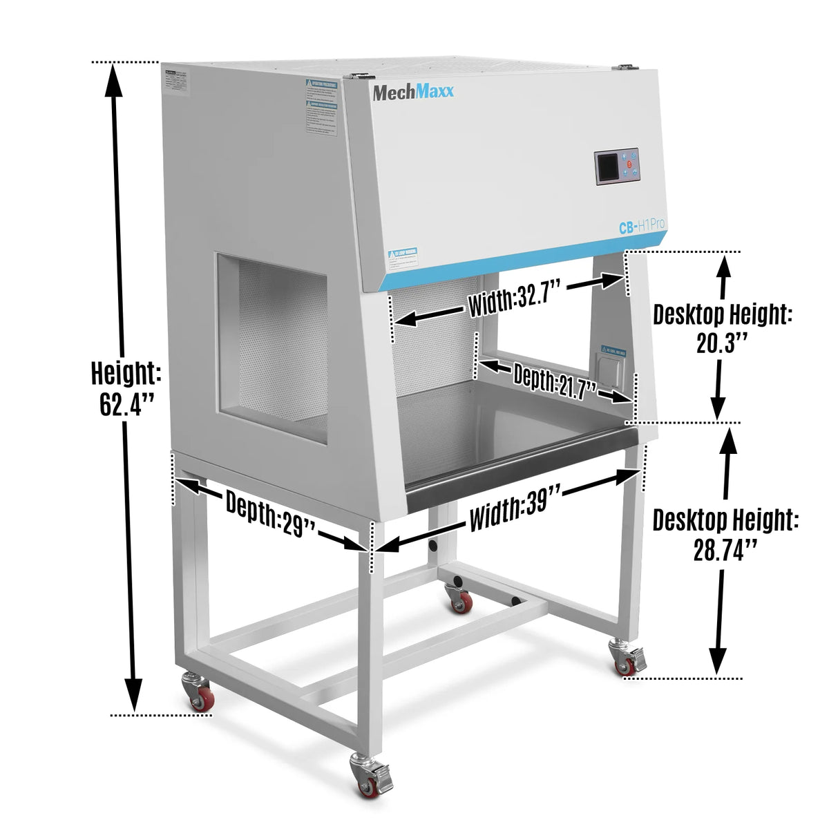 39" Wide CB-H1Pro Horizontal Laminar Flow Clean Bench with HEPA Filtration & UV Sterilization | ISO Class 5 - view 2