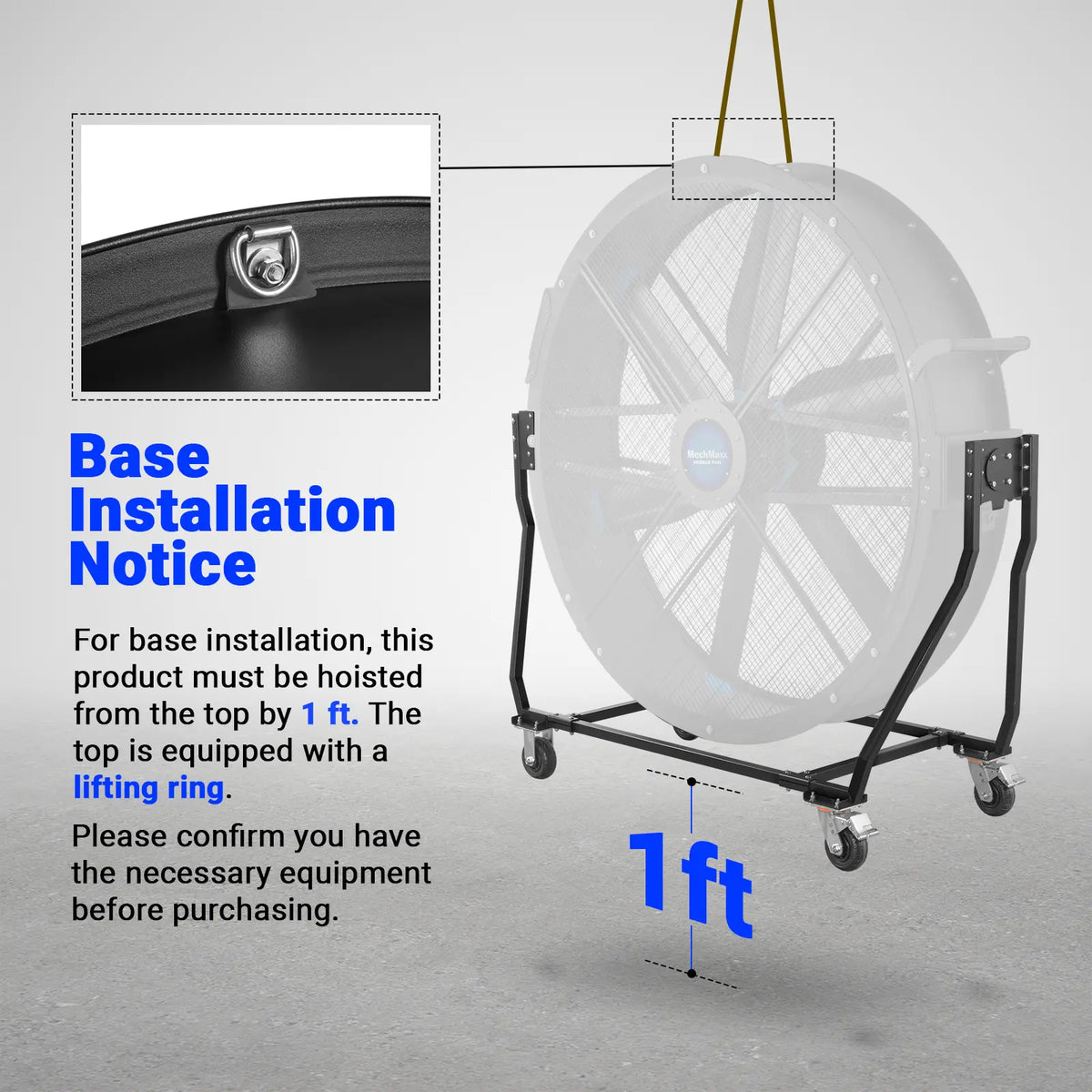 79 in Portable Industrial Fan with Variable High-Efficiency PMSM Motor, Tiltable Mobile High Volume Floor Fan, - view 2