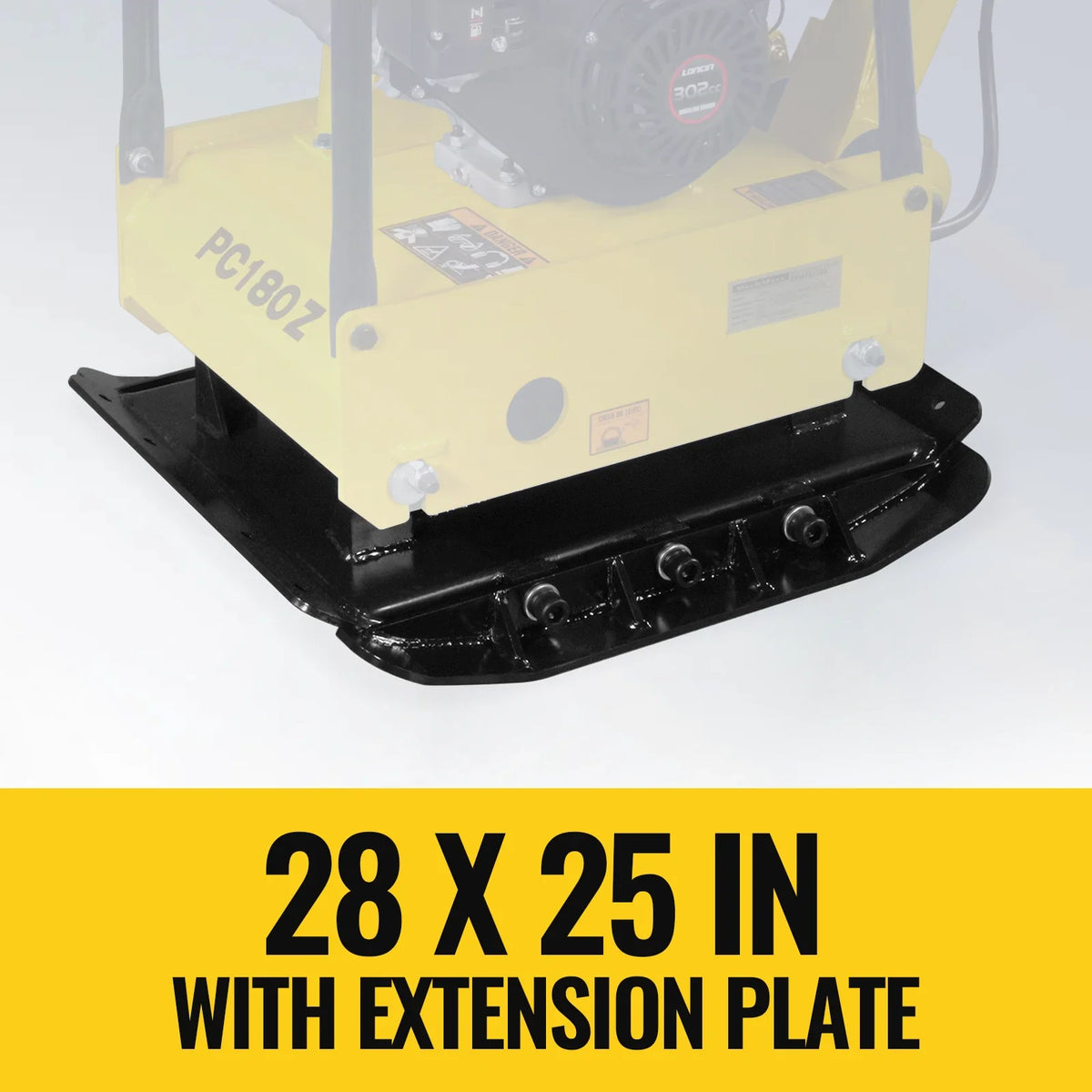9 HP Reversible Plate Compactor with Wheel Kit and Extension Plates, 6750 lb Centrifugal Force, PC180Z - view 4