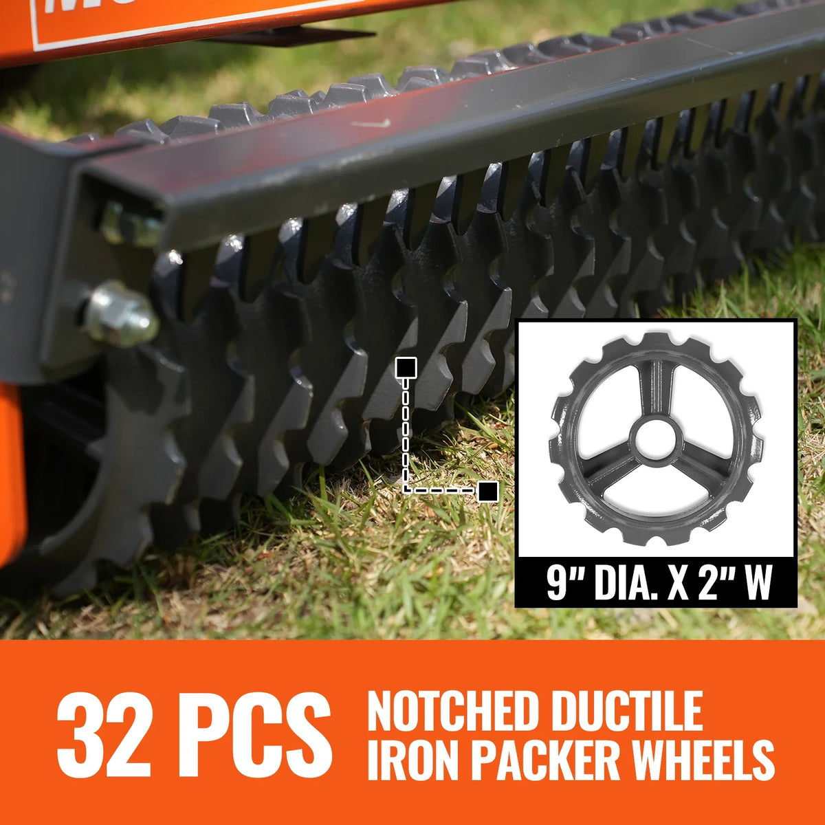 72" Cultipacker with 32 Ductile Iron Wheels, Scraper Bar Included, Category 1 and 2, 3 Point Hitch Tractor Att - view 4
