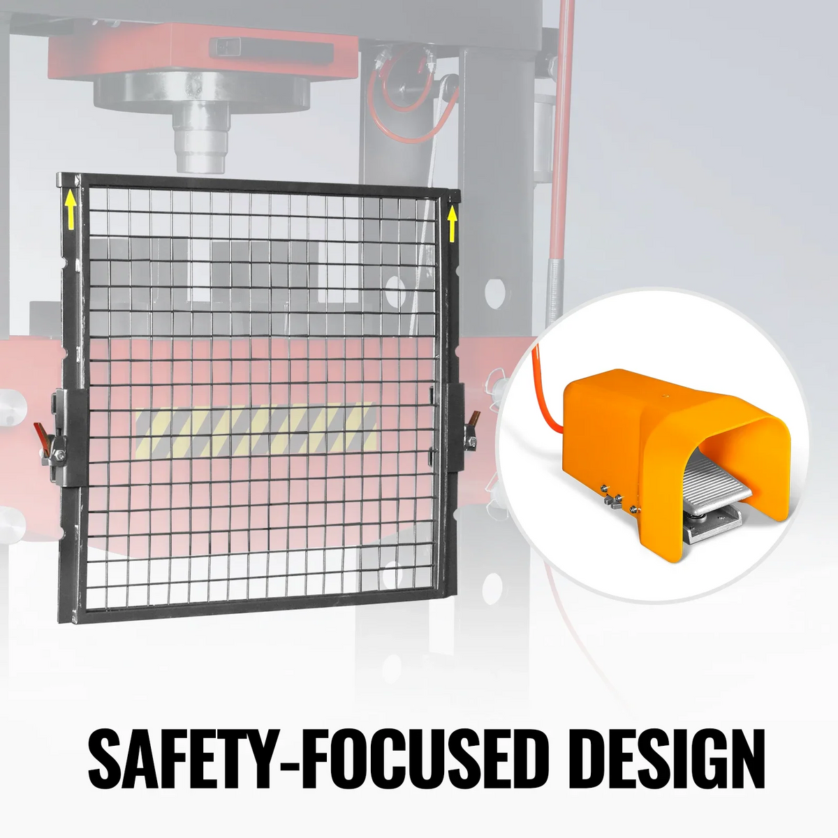 100 Ton H-Frame Air/Hydraulic Shop Press with Hand Winch, Fully Welded Steel Frame, Safety Guard, Foot Pedal C - view 6