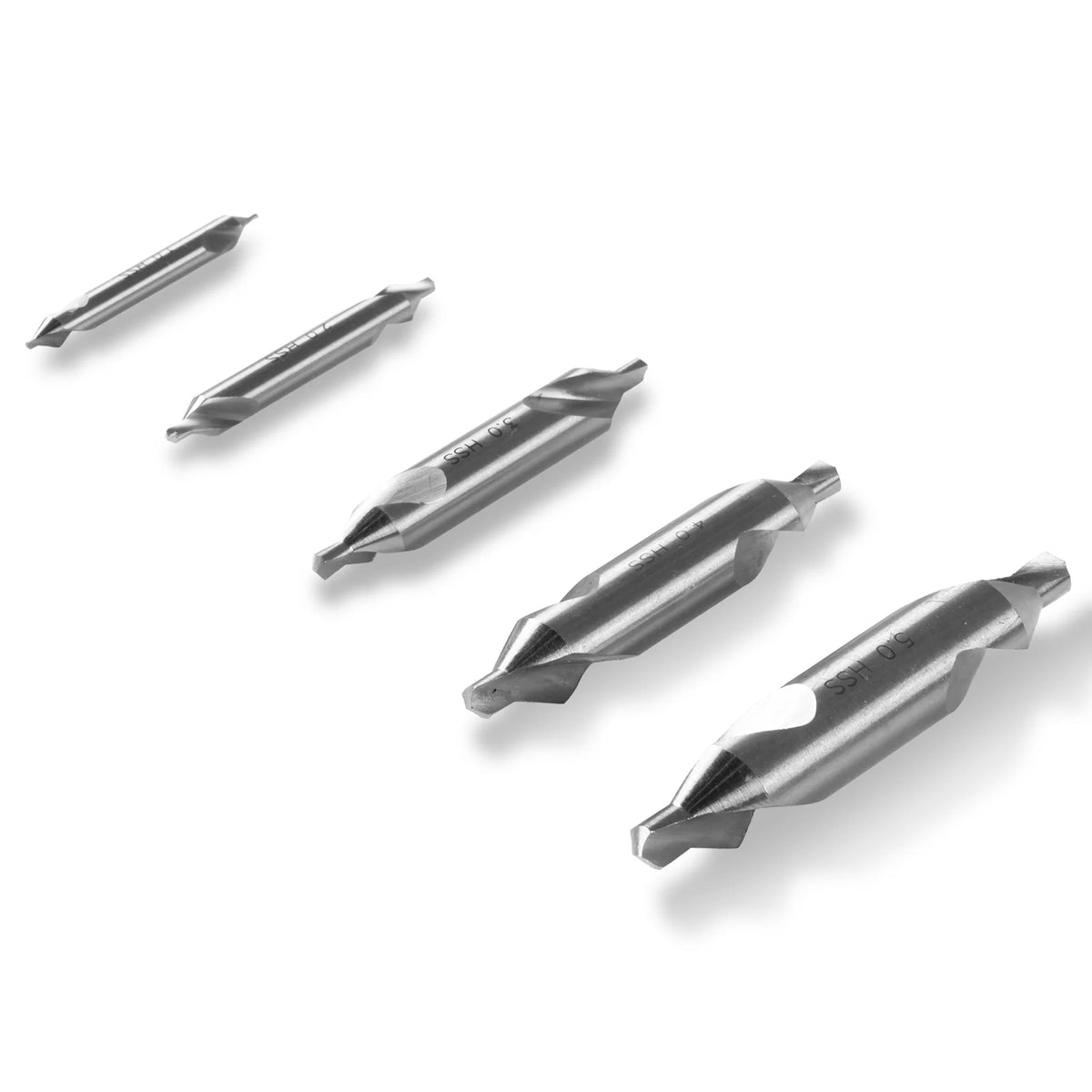 5PC HSS Center Drills Set (SKU 500200, 500201, 500202, 500203, 500204, 500205)