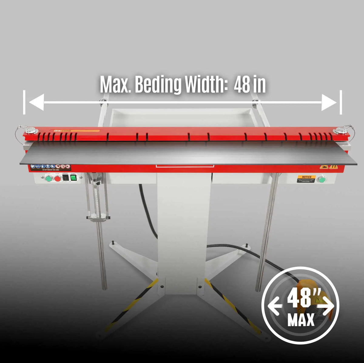 48 in Industrial Magnetic Pan and Box Heavy-Duty Sheet Metal Brake, 20 Gauge Capacity, MSMB1250E-R - view 10