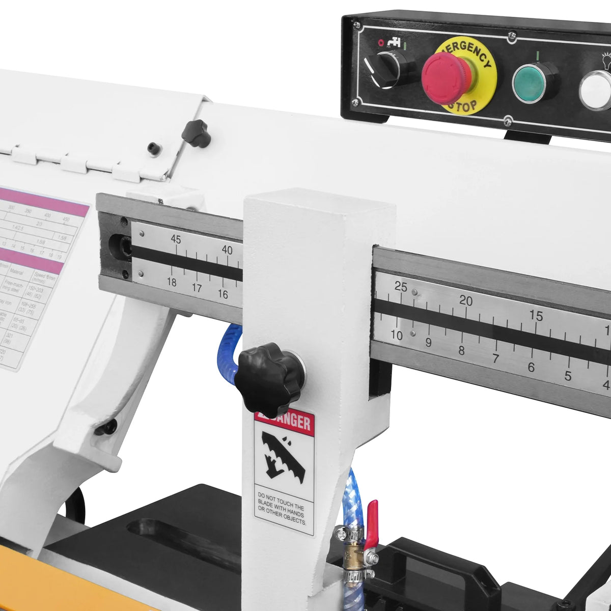 MechMaxx Metal Cutting Band Saw, 10 in Horizontal, 2 HP 220V, 0-45 Degree Mitering, Hydraulic Down Feed, Coola - view 57