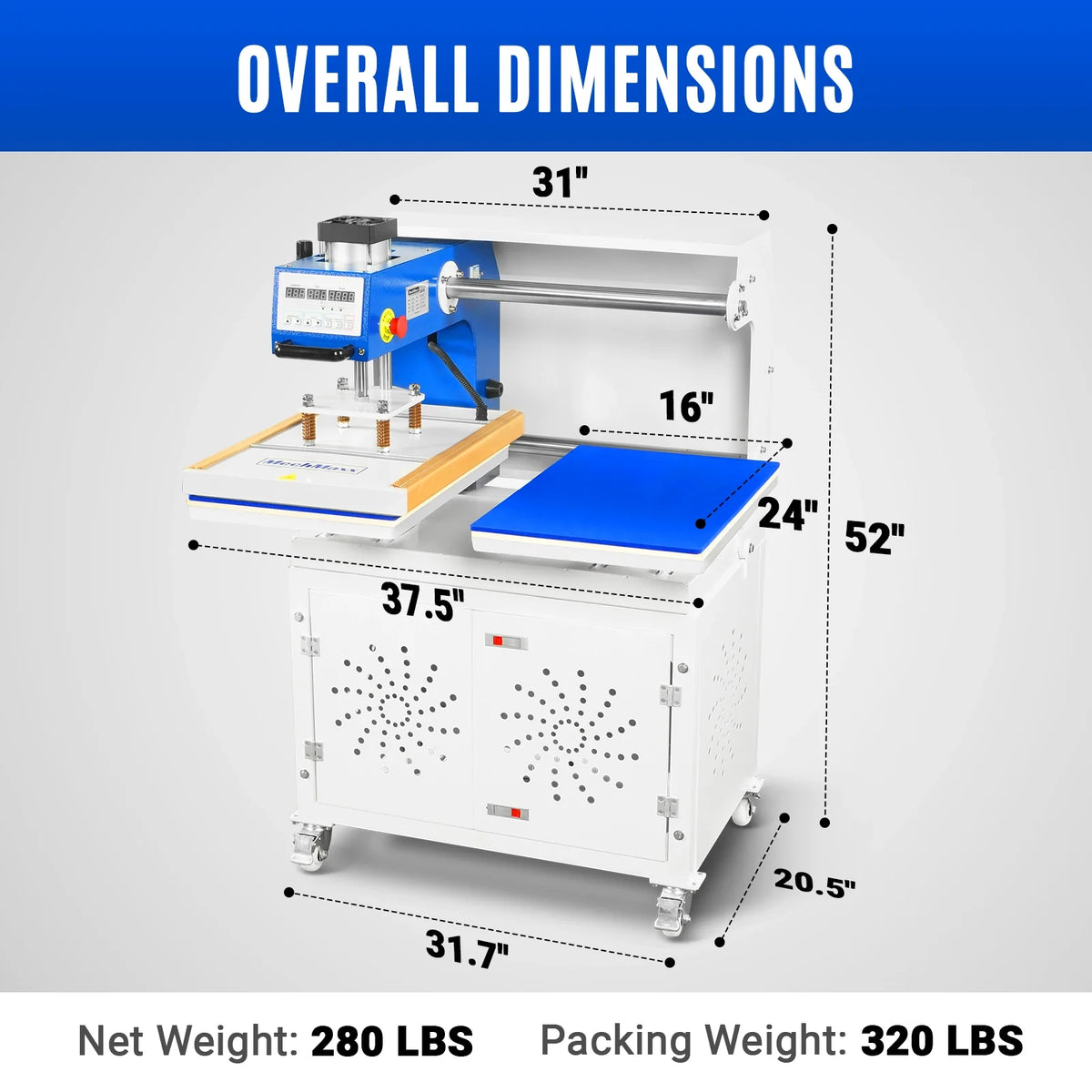 16x24 Inch Commercial Pneumatic Dual Platen Heat Press - Auto Lift Sublimation Transfer Machine with Storage B - view 2