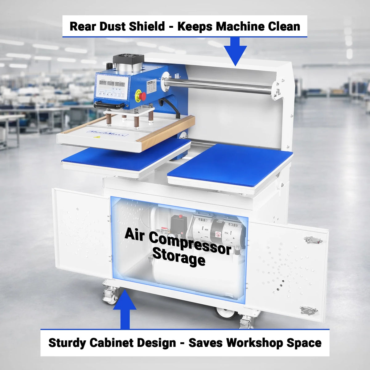 16x24 Inch Commercial Pneumatic Dual Platen Heat Press - Auto Lift Sublimation Transfer Machine with Storage B - view 13