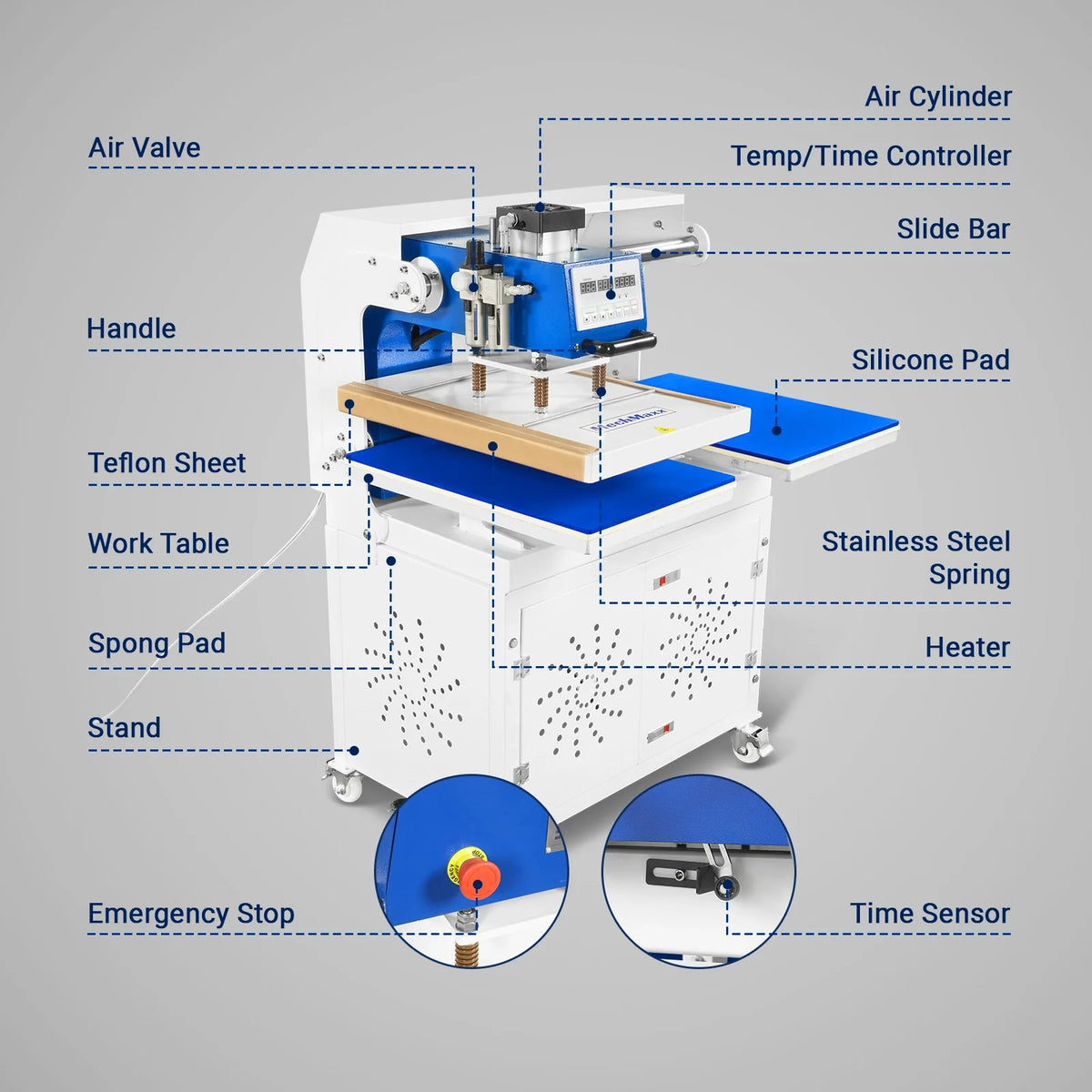 16x24 Inch Commercial Pneumatic Dual Platen Heat Press - Auto Lift Sublimation Transfer Machine with Storage B - view 8