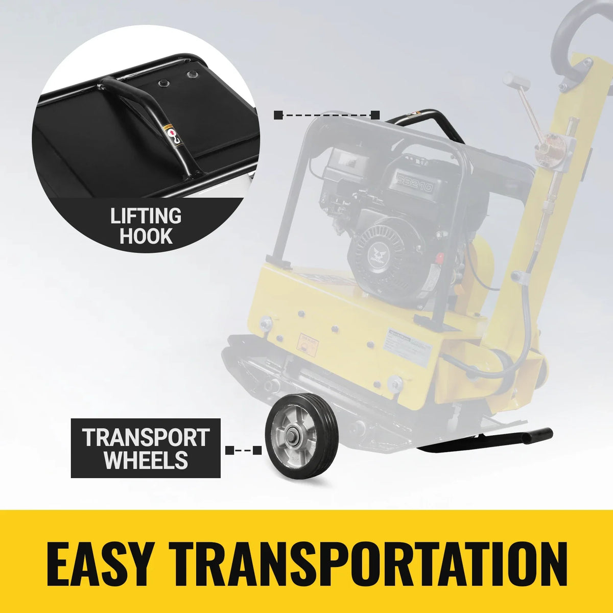5.8 HP Reversible Plate Compactor with Wheel Kit and Extension Plates, 5625 lb Centrifugal Force, PC150Z - view 8