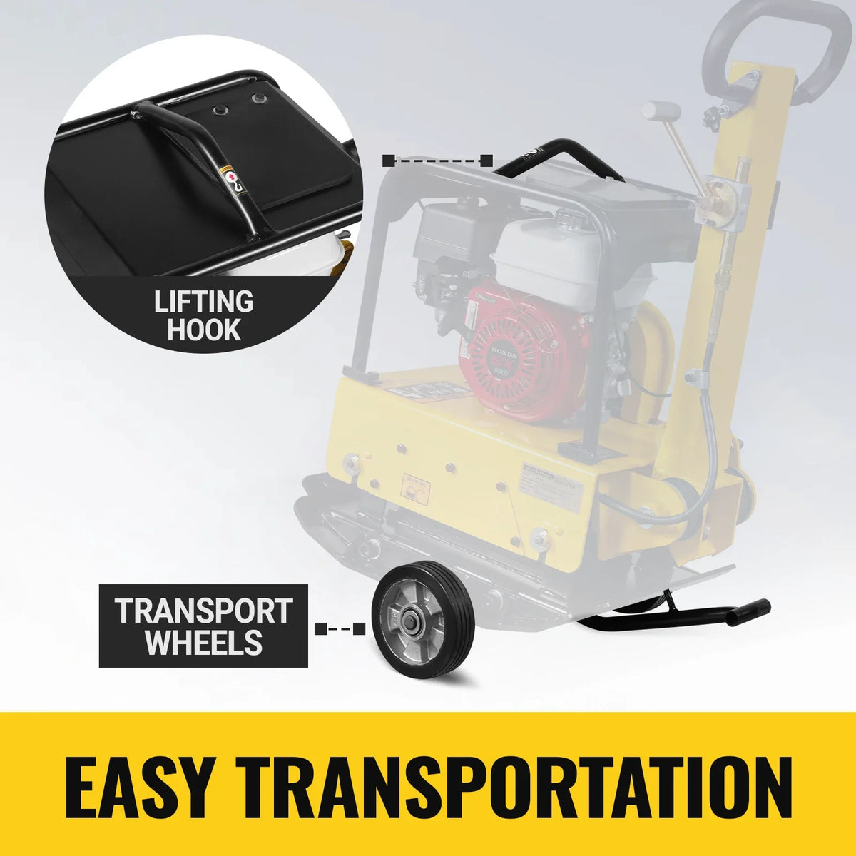 Honda GX160 Reversible Plate Compactor with Wheel Kit and Extension Plates, 5625 lb Centrifugal Force, PC150H - view 9
