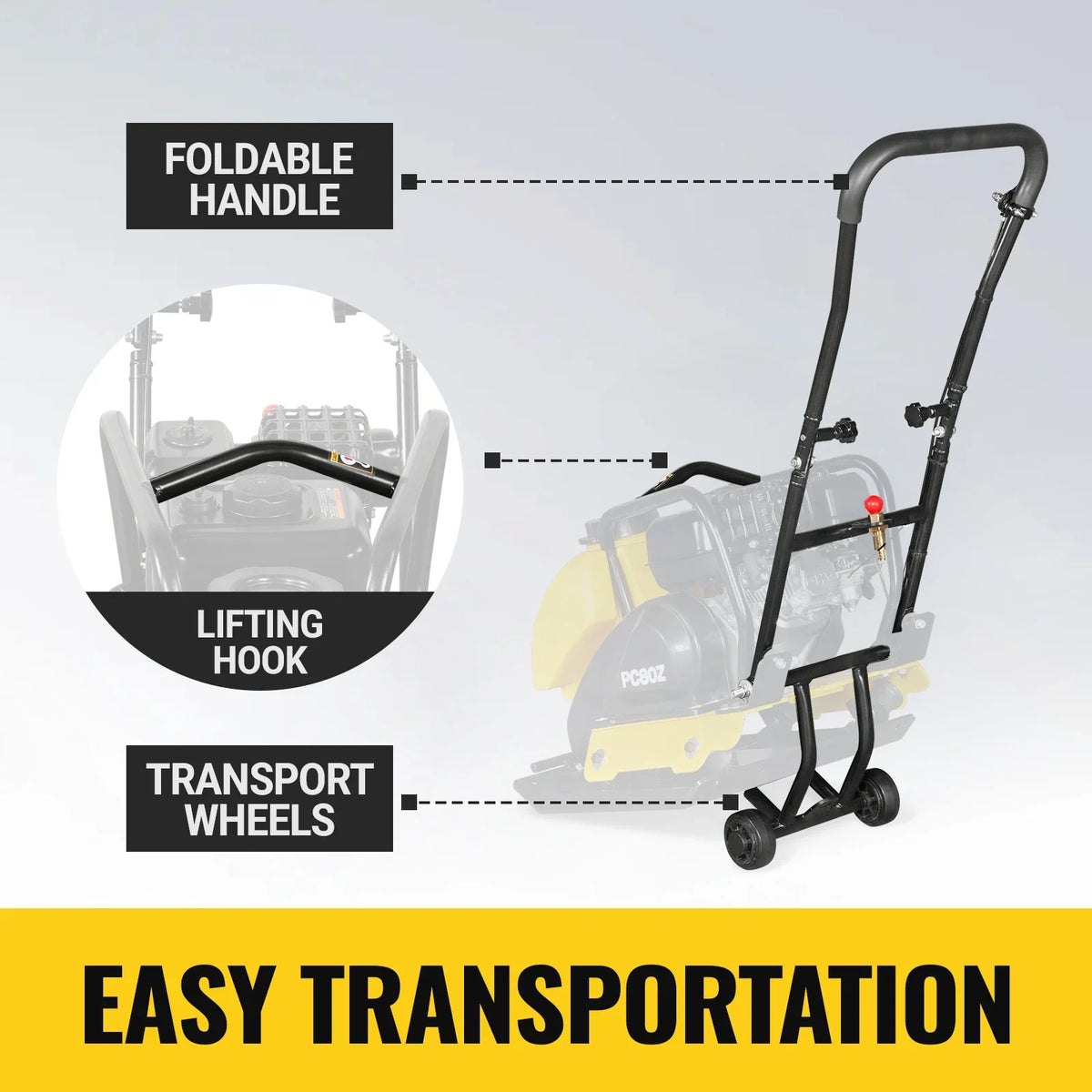 5.8 HP Vibratory Plate Compactor with Wheel Kit, 3150 lb Centrifugal Force for Soil, Gravel, Asphalt and Paver - view 6