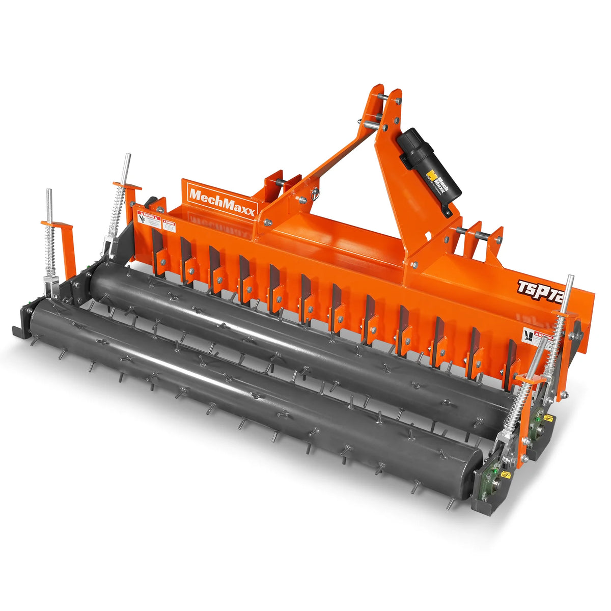 72" Heavy Duty Soil Pulverizer, Double Spiked Roller, 25 Shanks, Category 1 and 2, 3 Point Hitch Tractor Attac