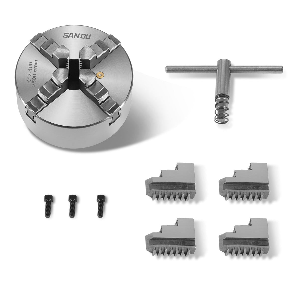 5 in 4-Jaw Lathe Chuck K12-160mm for Metal Lathe (SKU: 500007, 500008, 500102) - view 2