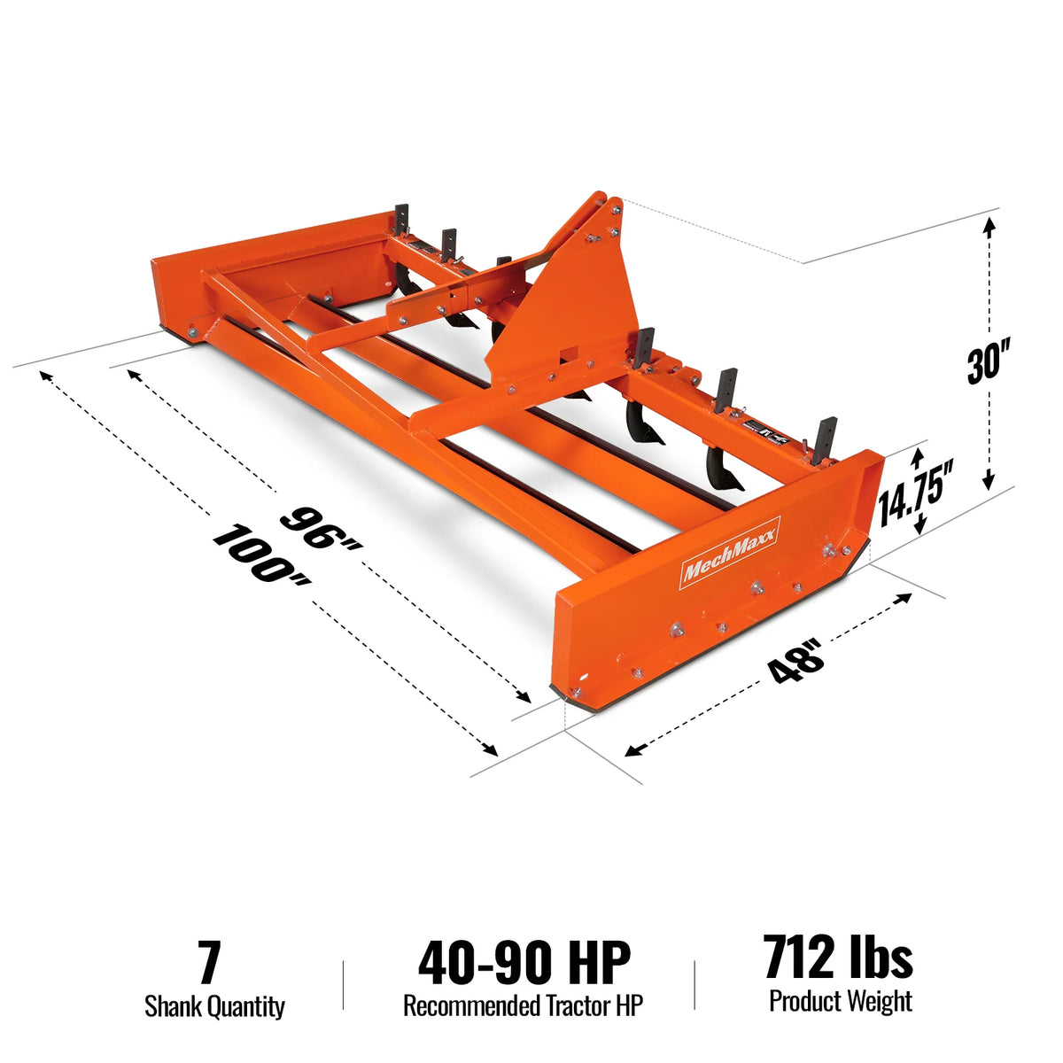96" Heavy Duty Land Leveler Land Plane Scraper Grader with Shanks 3 Point Hitch, LP96 - view 2
