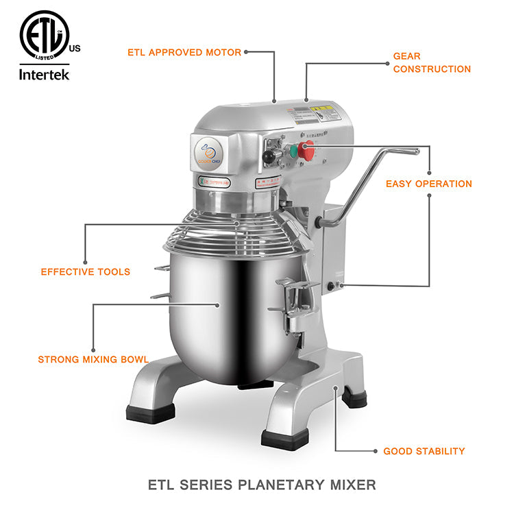 CAEL BJ20 Batteur Mélangeur Planétaire avec Hachoir – 20 L, 4 kg, ETL