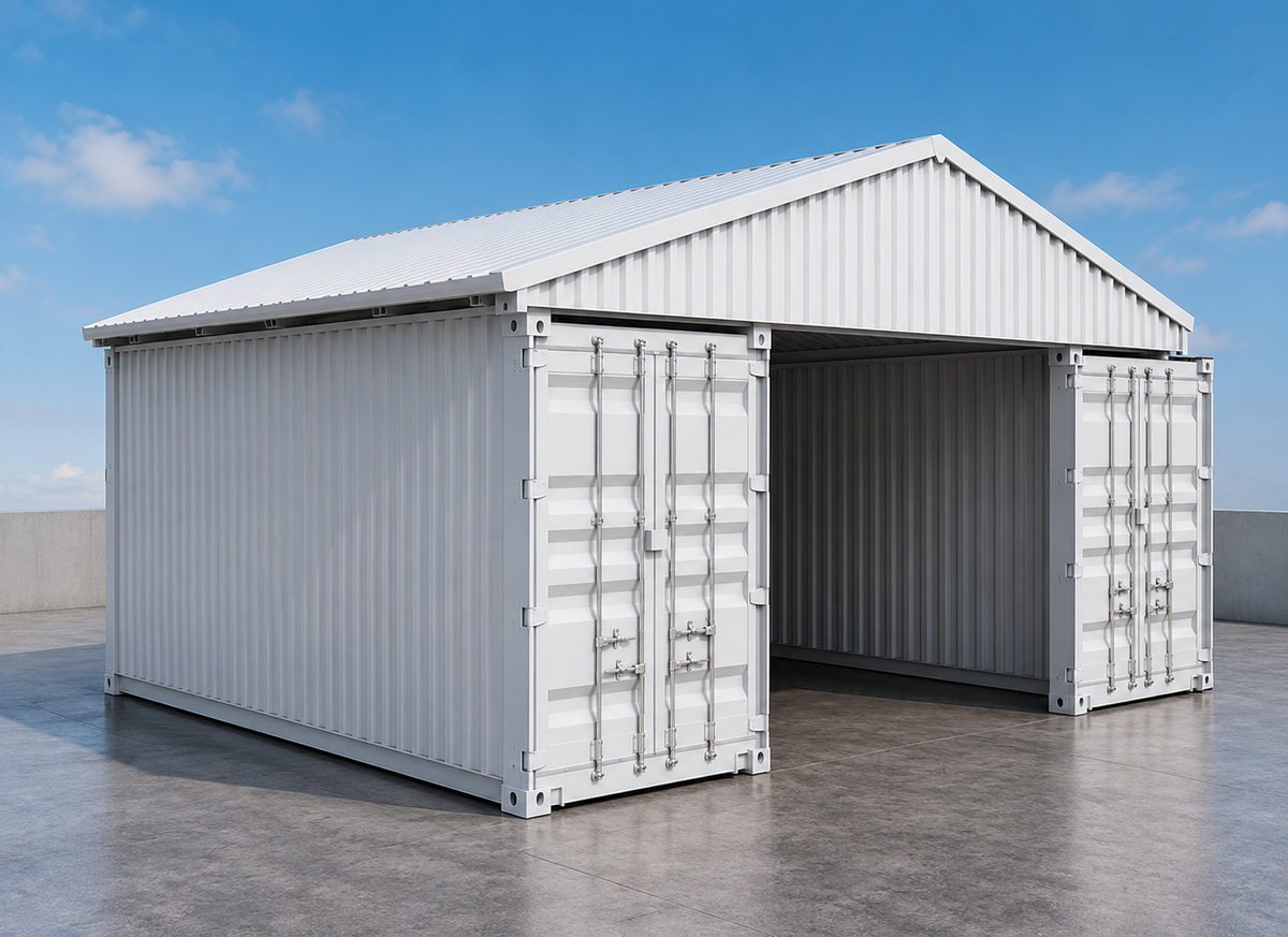 CAEL MC364004P Containerdach-Set – 36 ft Spannweite für zwei 40-ft-Container