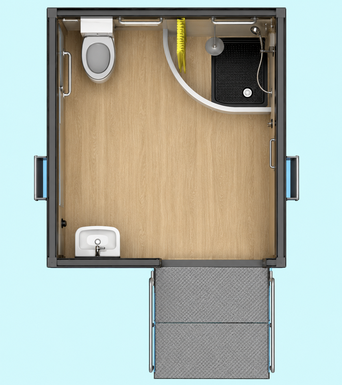 CAEL 10FT Wheelchair Accessible Portable Toilet – With Shower