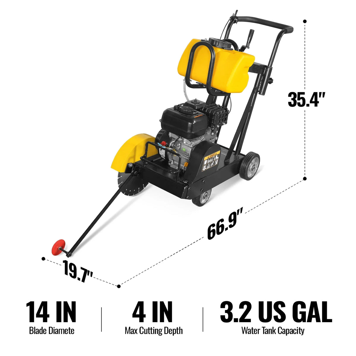 5.8 HP Walk-Behind Concrete Floor Saw, 14 in Blade, 4 in Cutting Depth, FS350Z - view 2