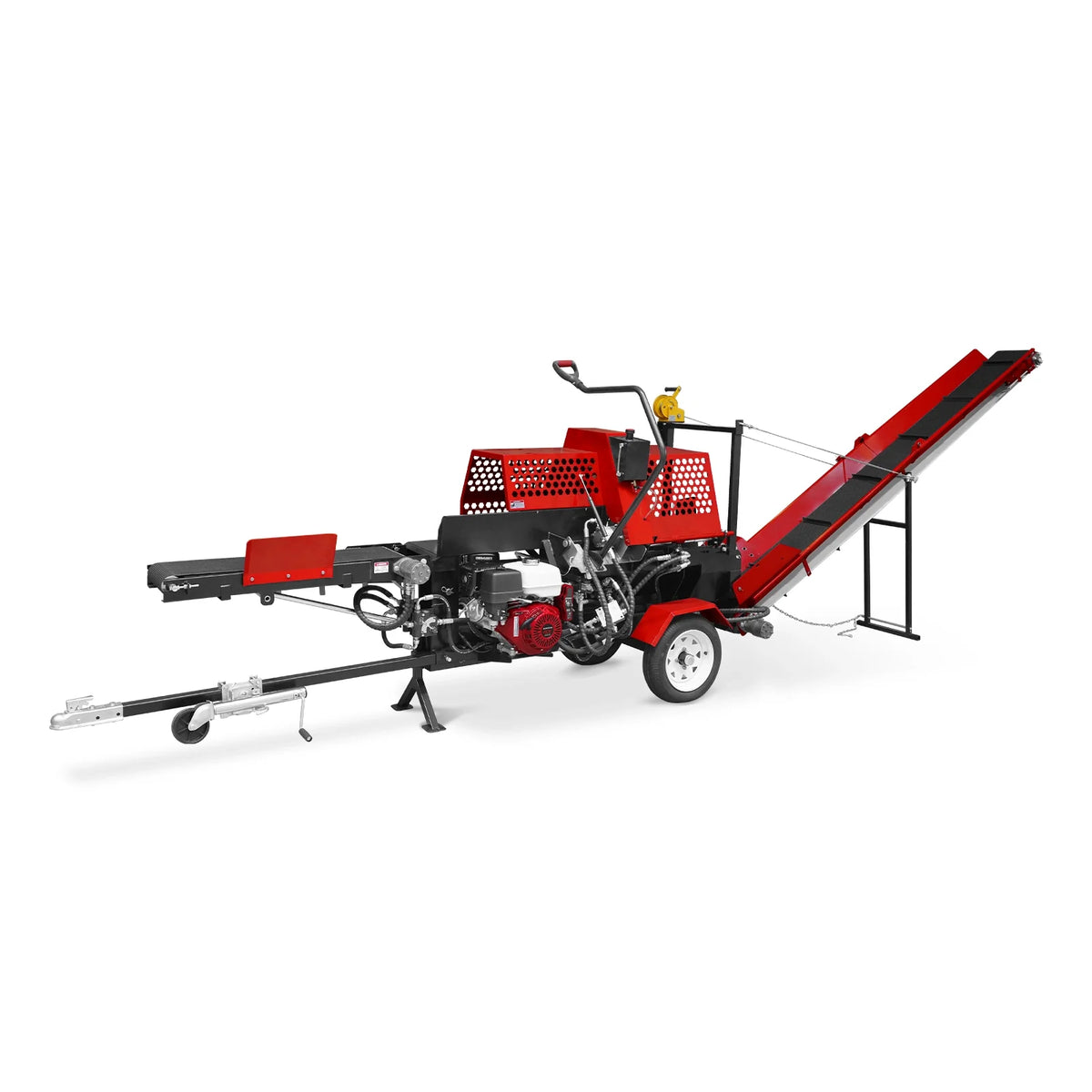 Honda GX390 Engine Firewood Log Splitter Processor with Conveyor, 20ton Splitting Force 22.5" x 15" Log Capaci