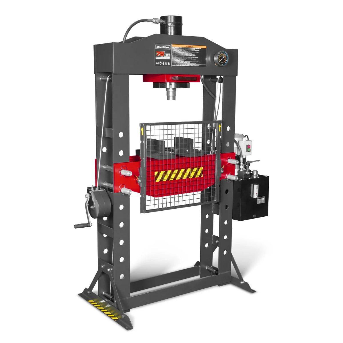 75 Ton H-Frame Electric Hydraulic Shop Press with Hand Winch, 110V Motor, Fully Welded Steel Frame, Safety Gua - view 19