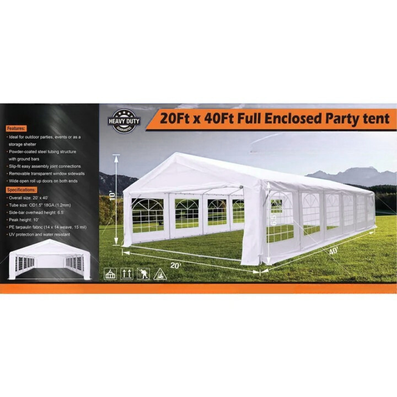 CAEL PT0612FB Outdoor Storage Tent – 6 × 12 m Shelter with Windows