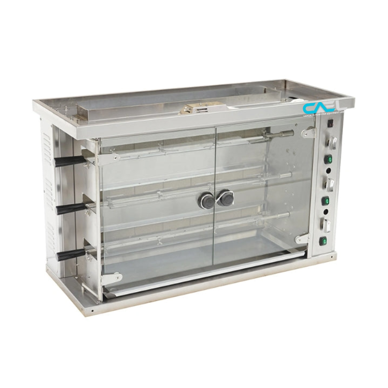 CAEL KJ-3 Countertop Gas Rotisserie – 3 Spits, 12 Chickens