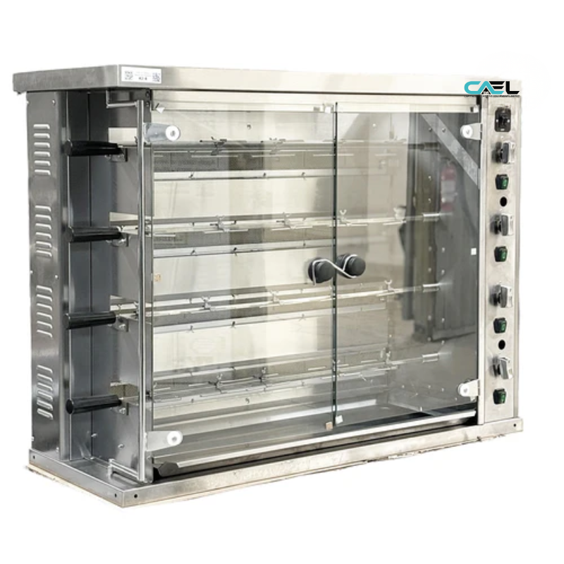 CAEL KJ-4 Countertop Gas Rotisserie – 4 Spits, 16 Chickens