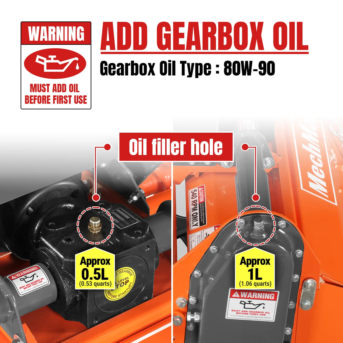 53 in Rotary Tiller, 3 Point Hitch Cat.1, Chain Drive, PTO Shaft Included with Shear Bolt, 18-35 HP, LRT53 - view 3