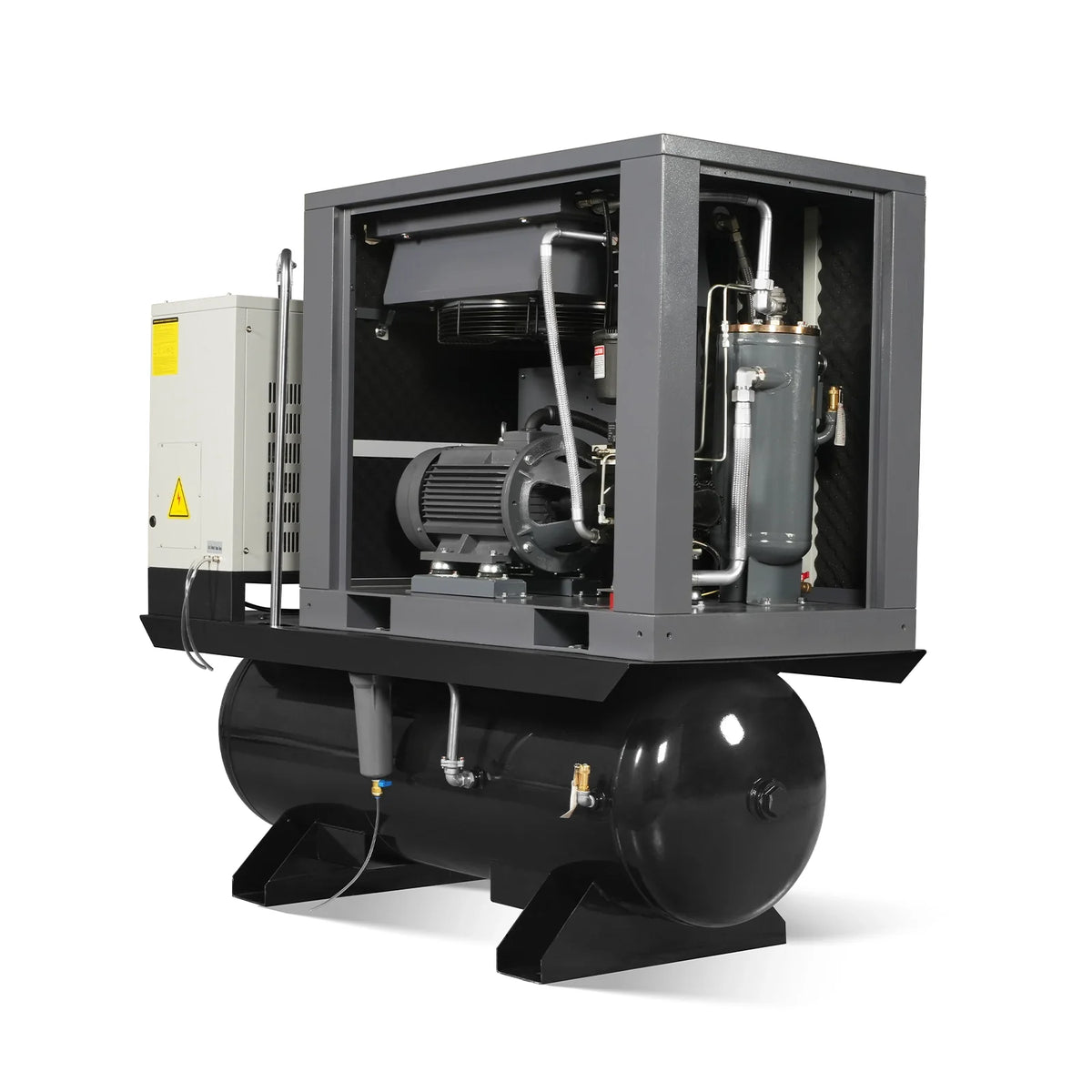 15HP Combined Rotary Screw Air Compressor with Dryer & 105-Gal ASME Tank | 45 CFM, 116 PSI, 460V 3-Phase - Ind - view 14