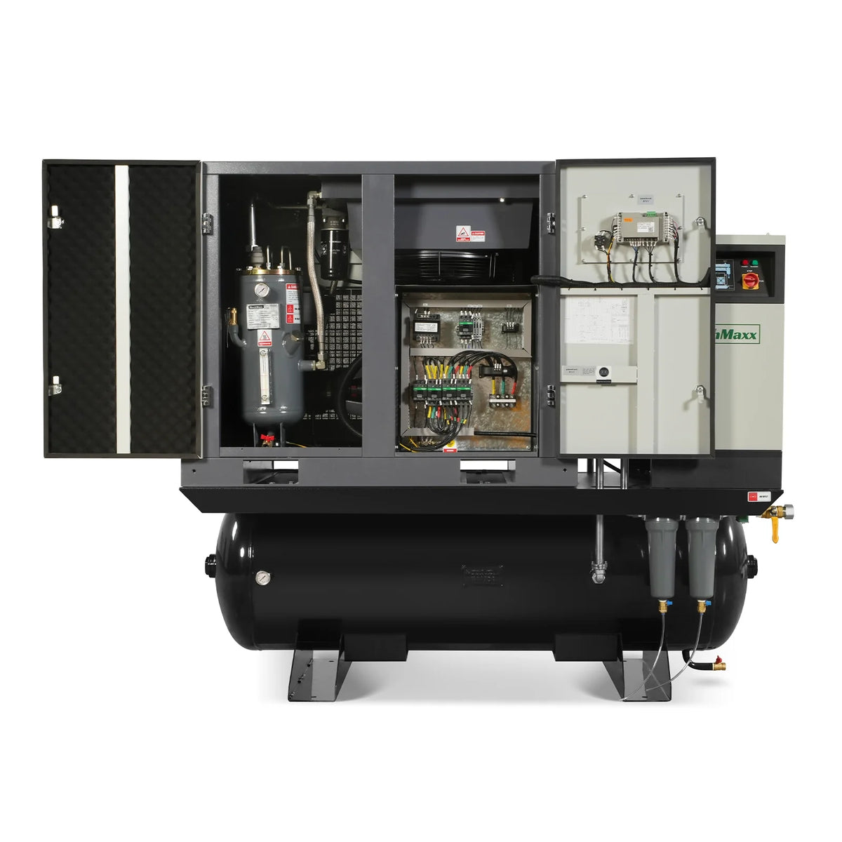 15HP Combined Rotary Screw Air Compressor with Dryer & 105-Gal ASME Tank | 45 CFM, 116 PSI, 460V 3-Phase - Ind - view 3