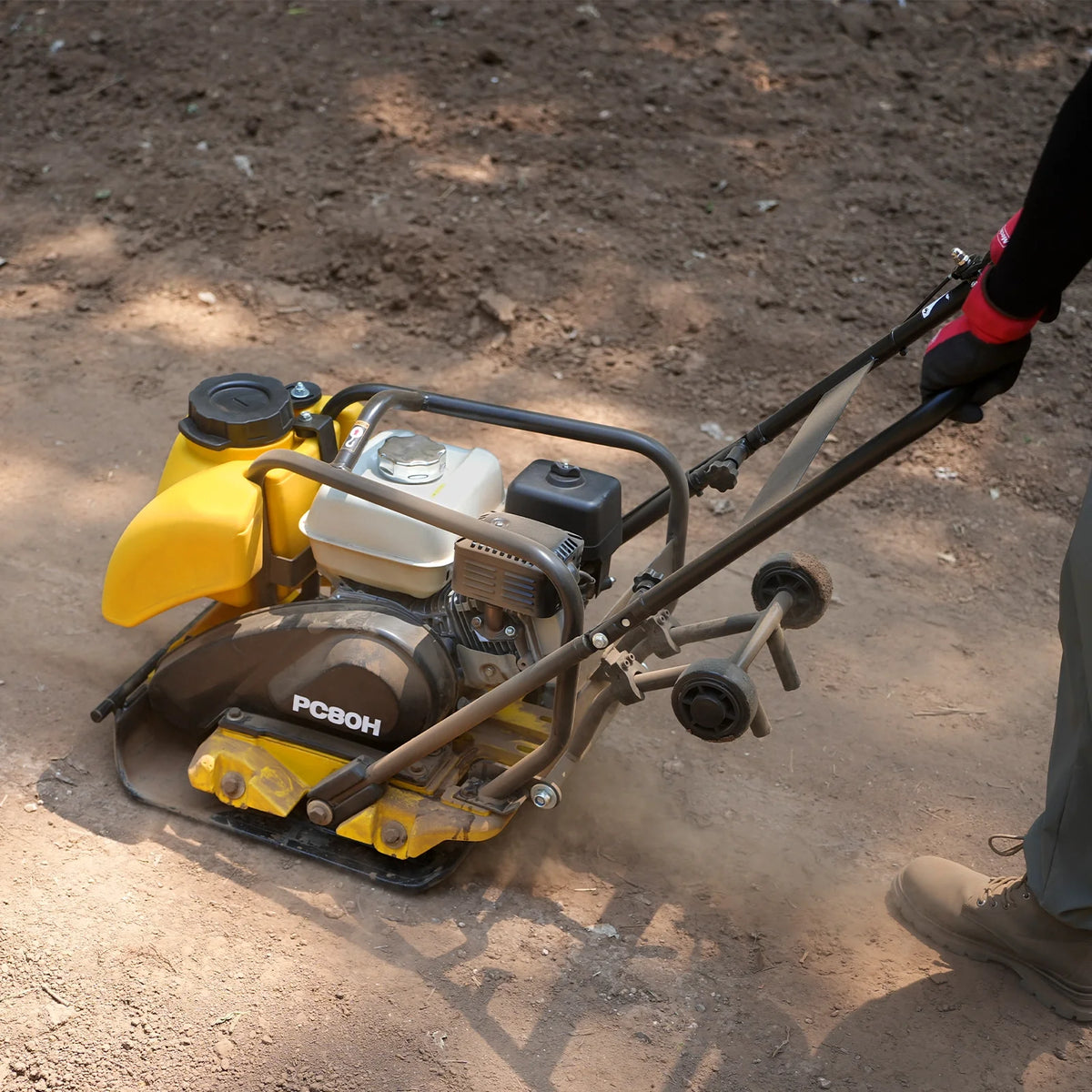 Honda GX160 Vibratory Plate Compactor with Wheel Kit, 3150 lb Centrifugal Force for Soil, Gravel, Asphalt and - view 8