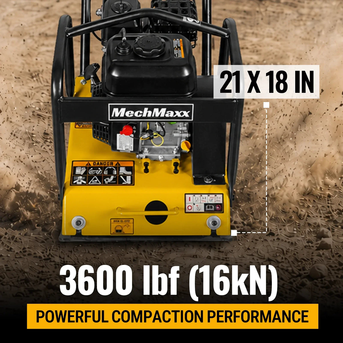5.8 HP Vibratory Plate Compactor with Wheel Kit, 3600 lb Centrifugal Force for Soil, Gravel, Asphalt and Paver - view 3