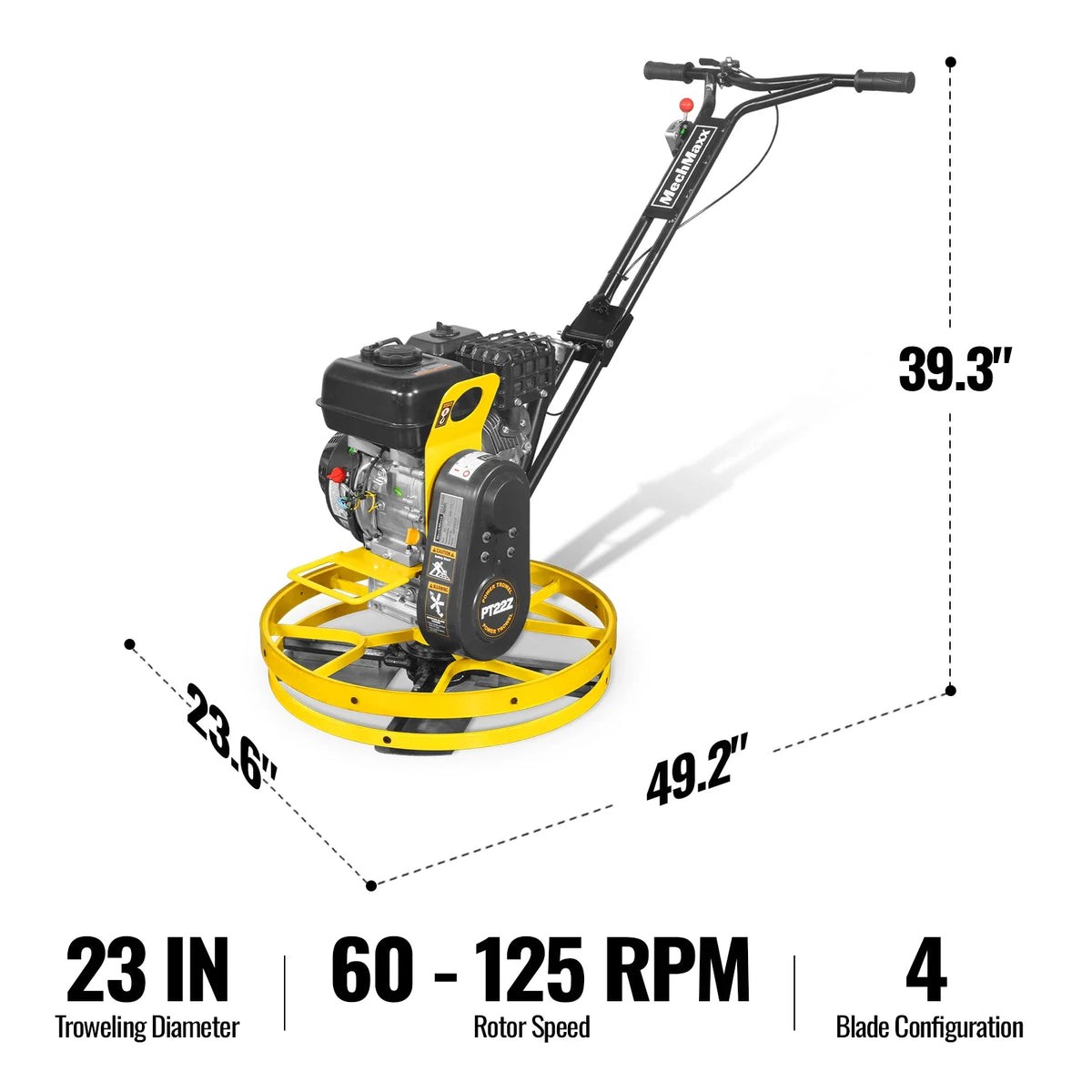 5.8 HP 23 in Walk-Behind Concrete Power Trowel with Blades and Float Pan, PT22Z - view 2