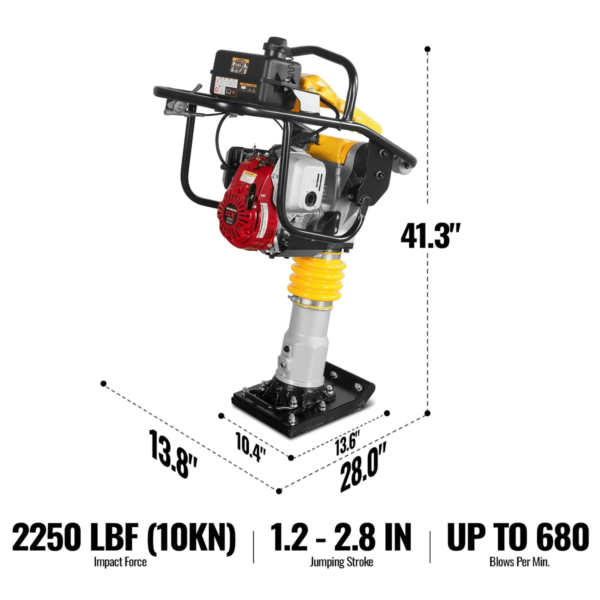 Honda GX100 Tamping Rammer with Wheel Kit, 2250 lb Impact Force Jumping Jack Tamper Compactor for Soil, Gravel - view 2