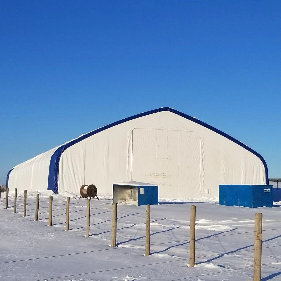 CAEL Peak Double-Truss PVC Storage Shelter – 60 x 150 ft, 25 ft Peak