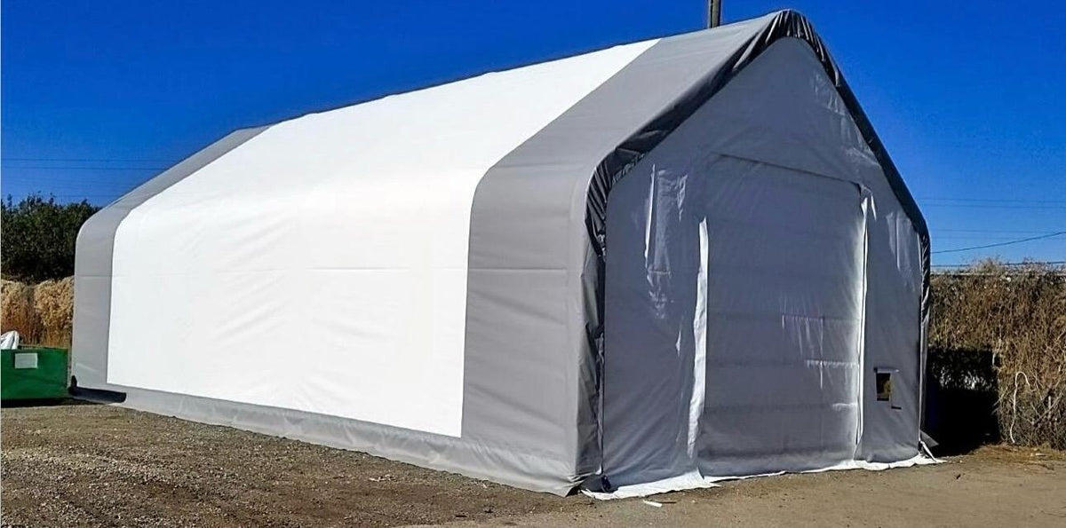 CAEL – Abri de stockage en PVC à double ferme, 60 x 120 ft, faîtage 25 ft