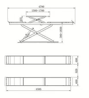 Pont élévateur à ciseaux CAEL LST-JS450 pour géométrie – 12,000 lb (5 500 kg)