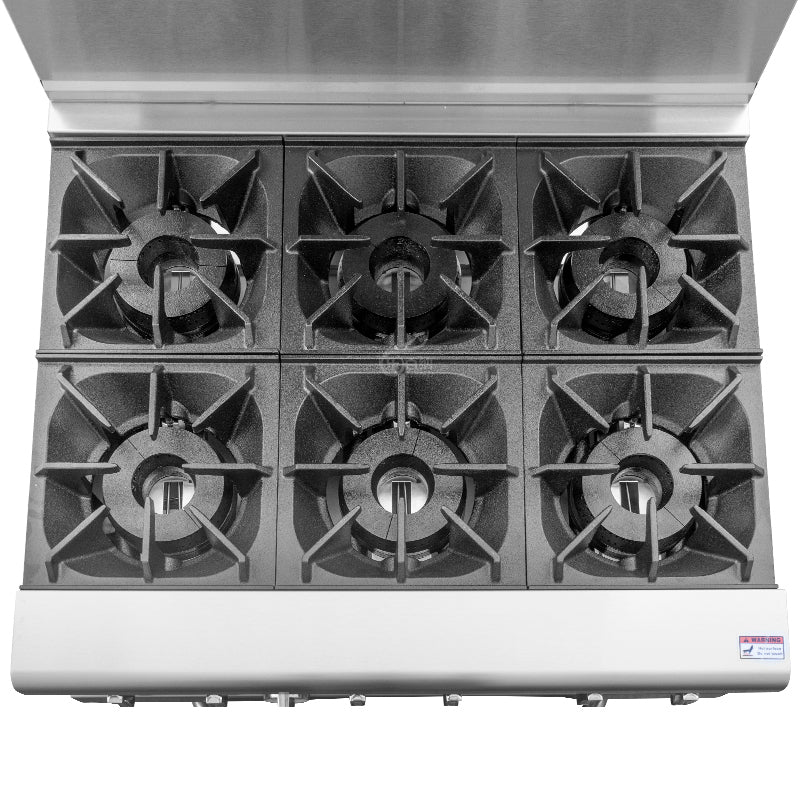Cuisinière à gaz CAEL RGR36 6 feux avec four – 211 000 BTU/hr